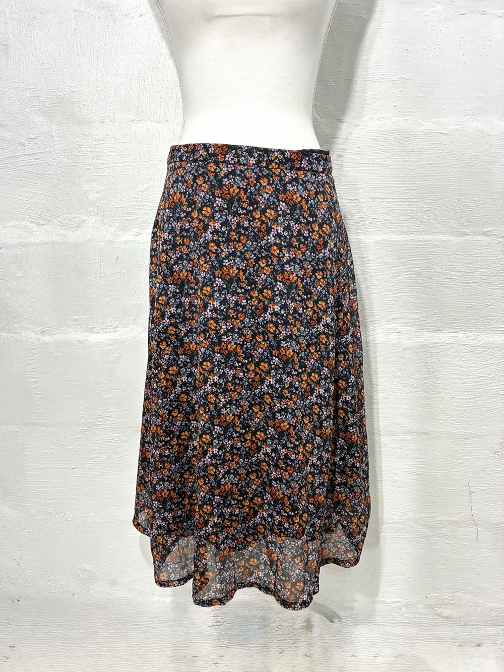 FRANK AND OAK DITZY FLORAL MIDI SKIRT